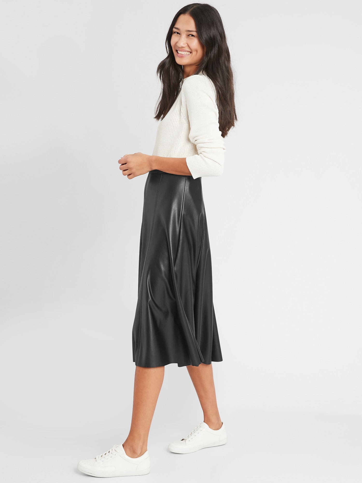 Vegan Leather Midi Skirt | Banana Republic Factory