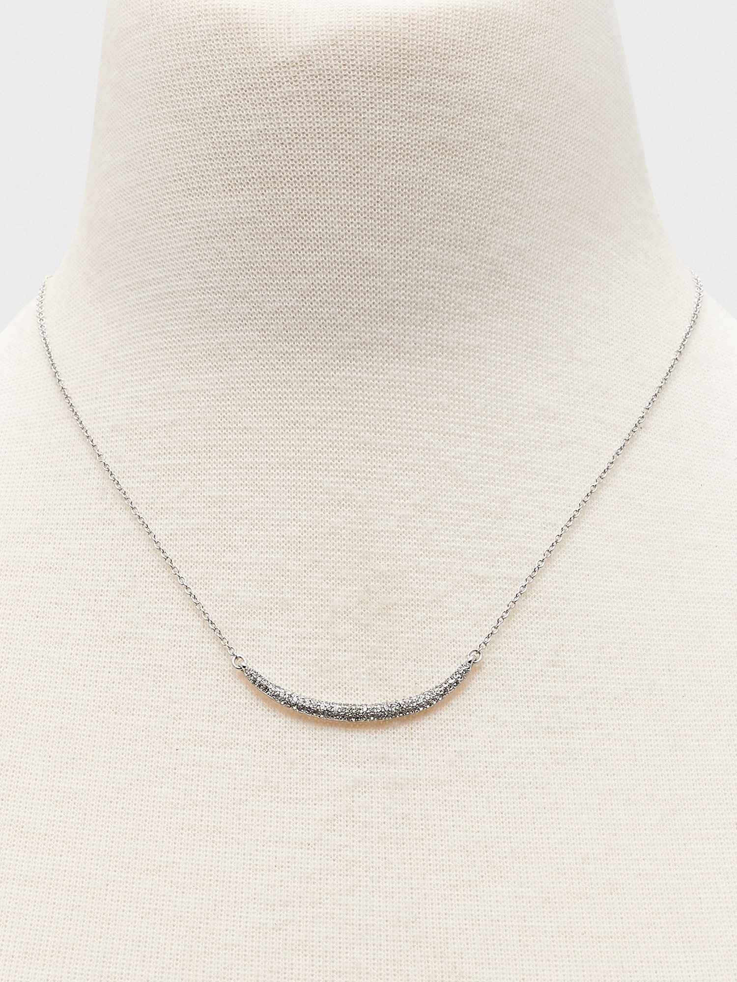 Paved Curved Bar Necklace