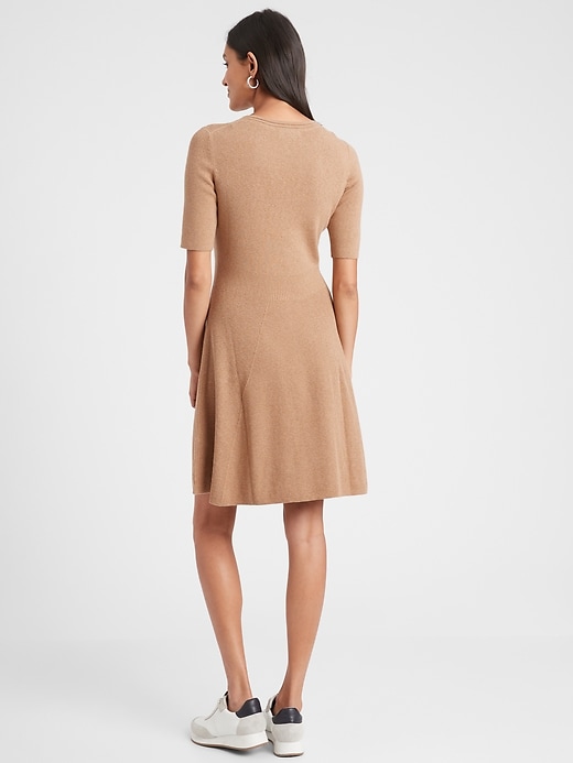 Petite Textured Fit-and-Flare Sweater Dress Banana Republic Factory