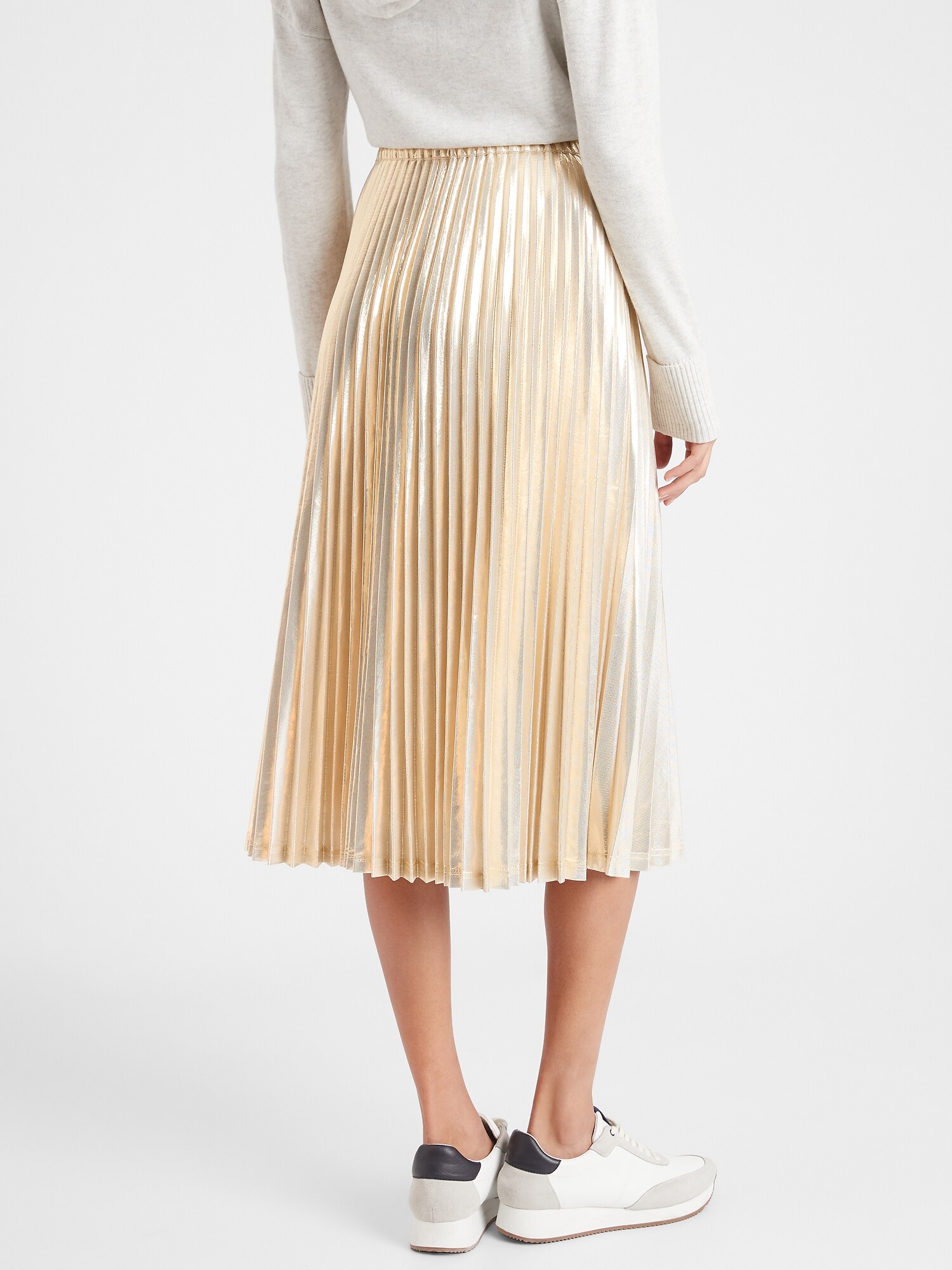 Foil Pleated Midi Skirt | Banana Republic Factory