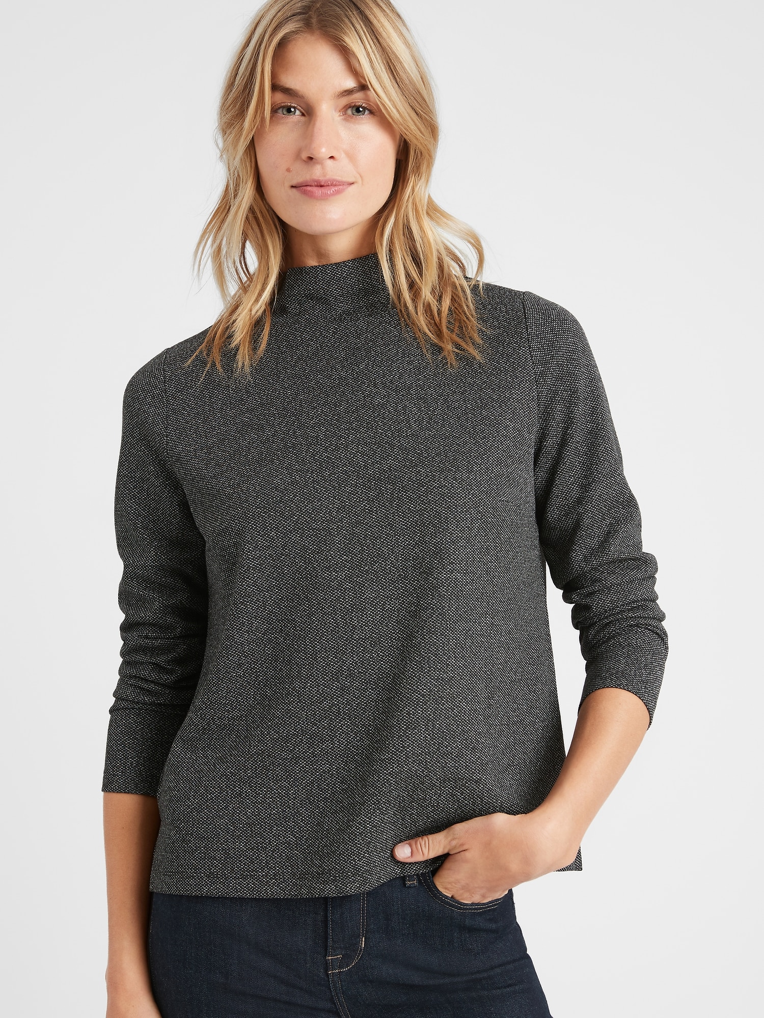 Textured Mock-Neck Top