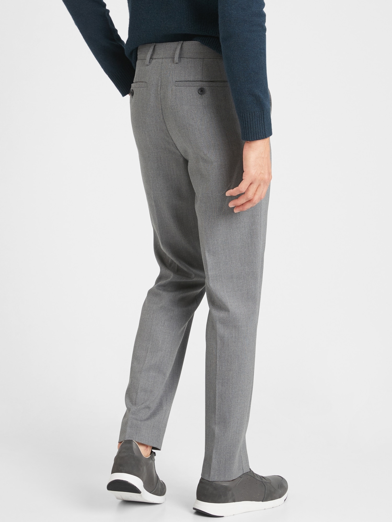 Slim-Fit Wrinkle Resistant Grey Texture Pant