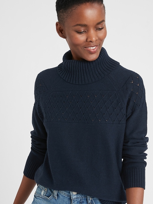 Pointelle Turtleneck Sweater Banana Republic Factory