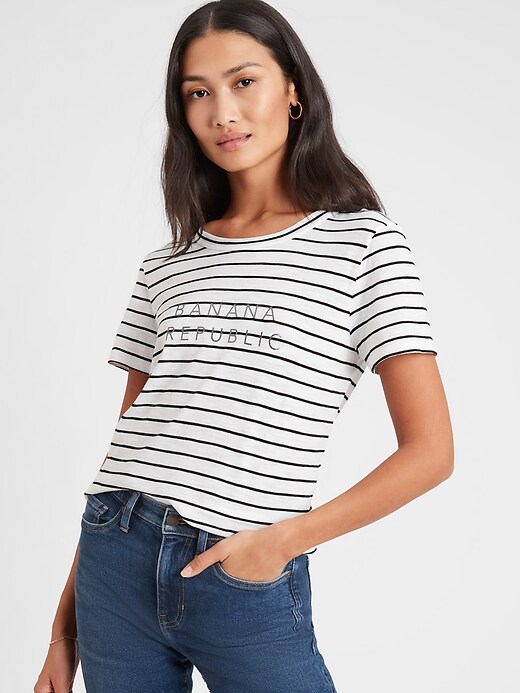 Striped Banana Republic Logo T-Shirt | Banana Republic Factory