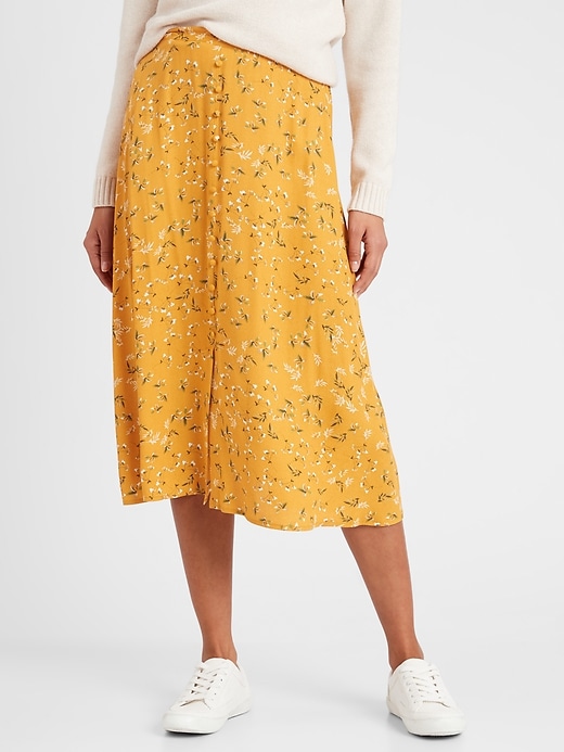 Button-Front Midi Skirt | Banana Republic Factory