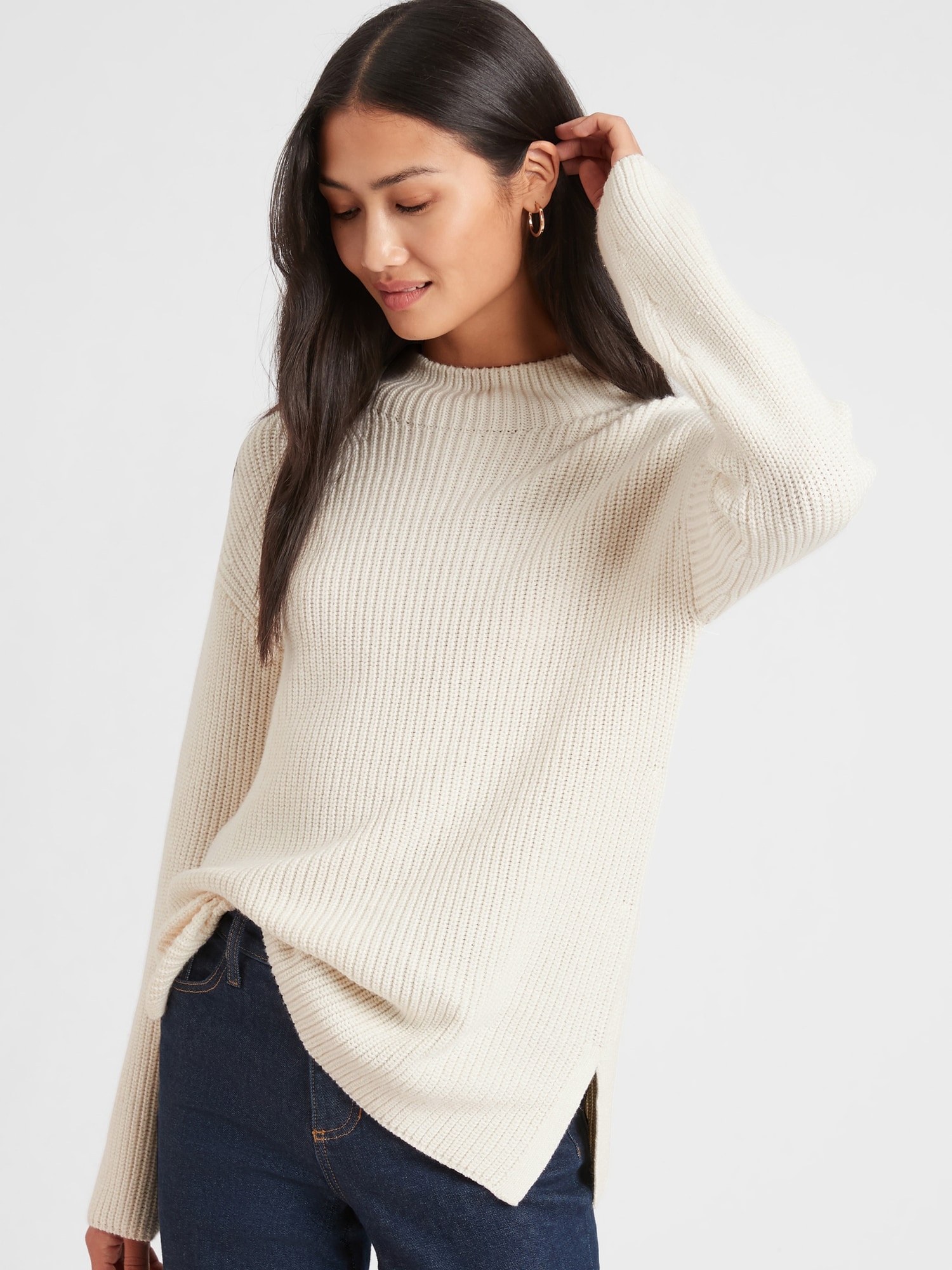 Textured Mock-Neck Sweater