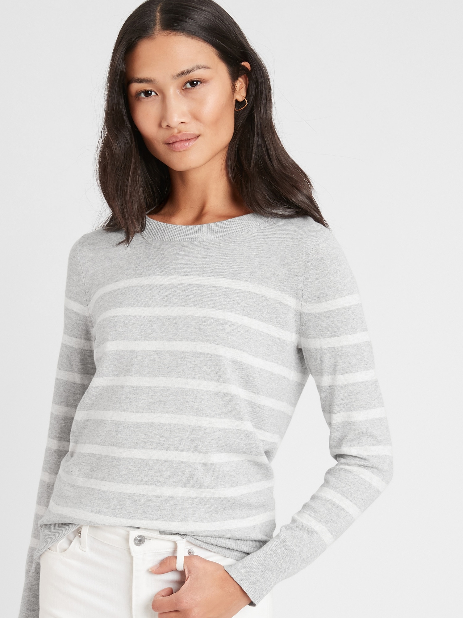 Washable Forever Striped Crew-Neck Sweater