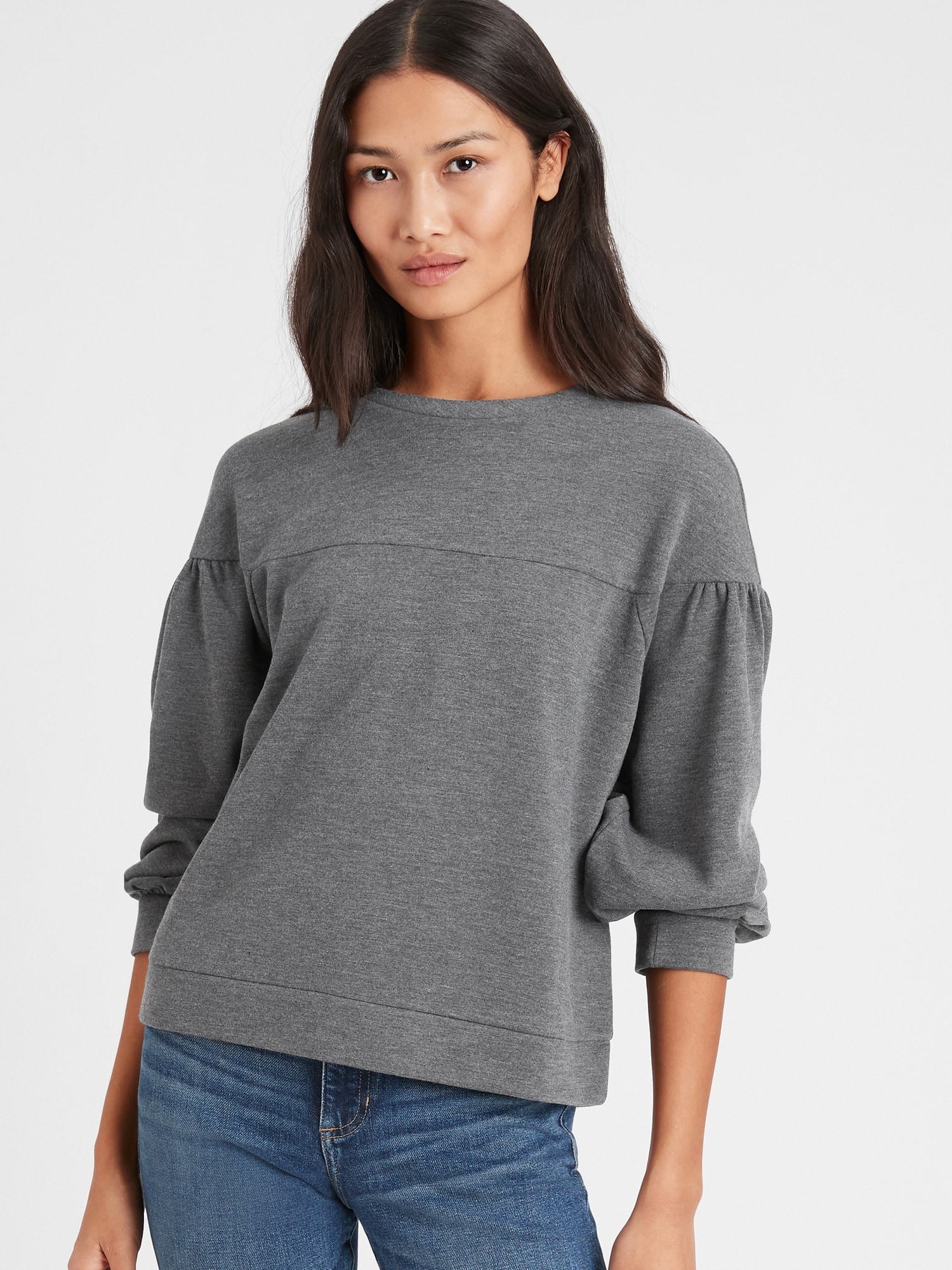 Petite Balloon-Sleeve Fleece Sweatshirt