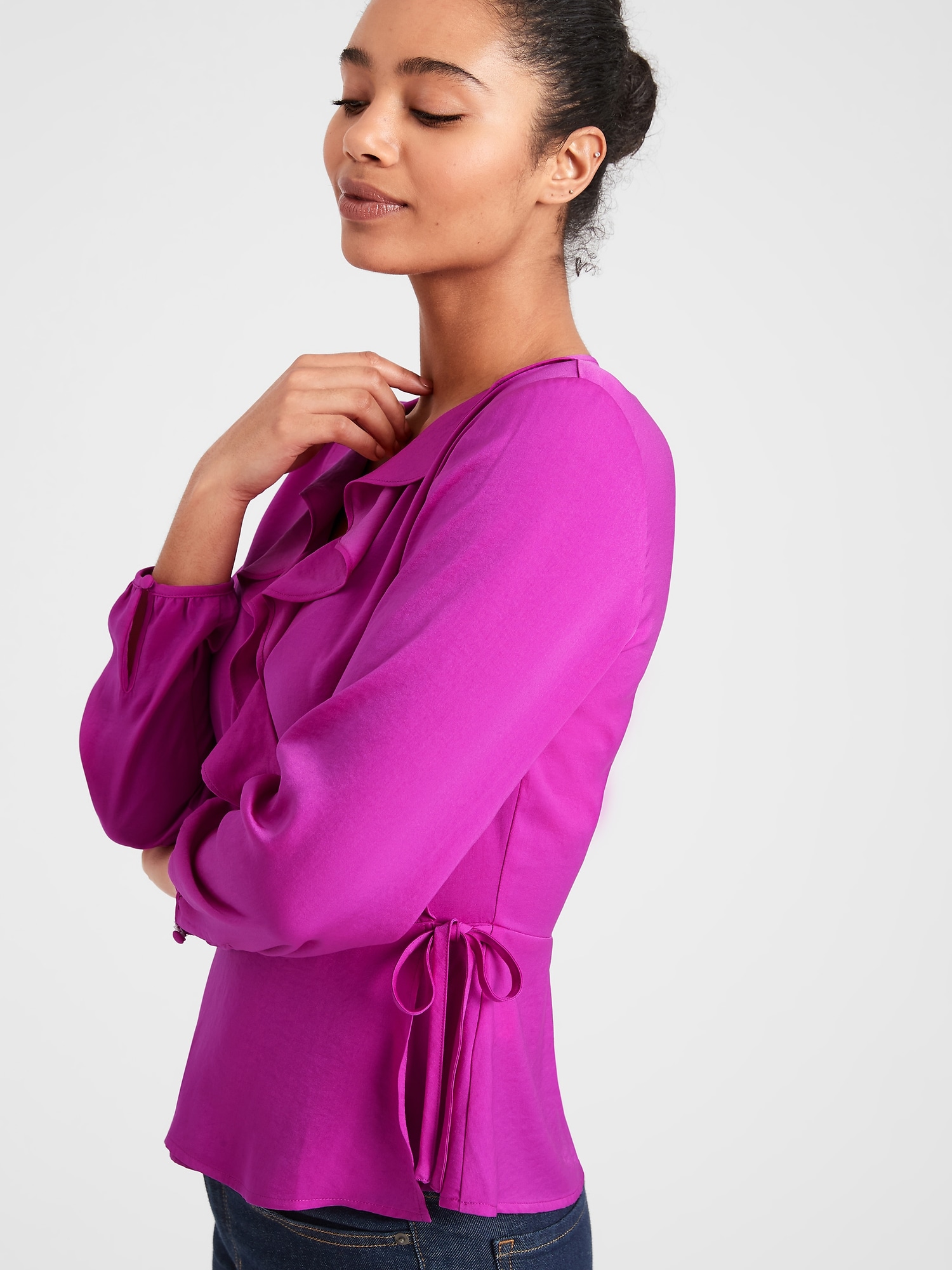 frill wrap blouse