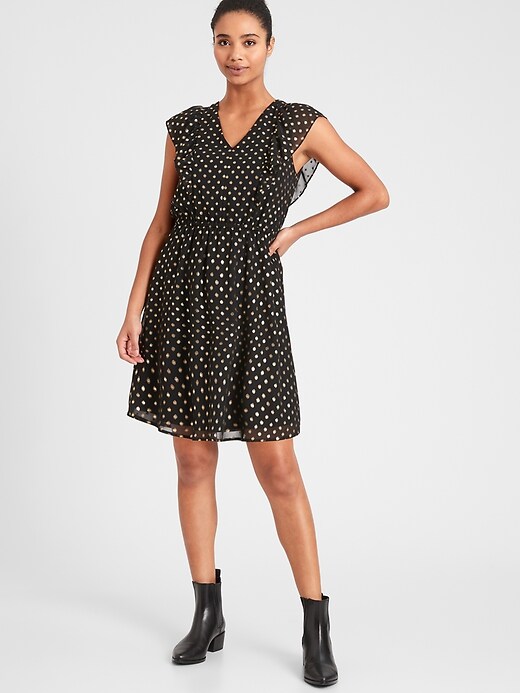 Image number 1 showing, Metallic Dot Fit-and-Flare Dress