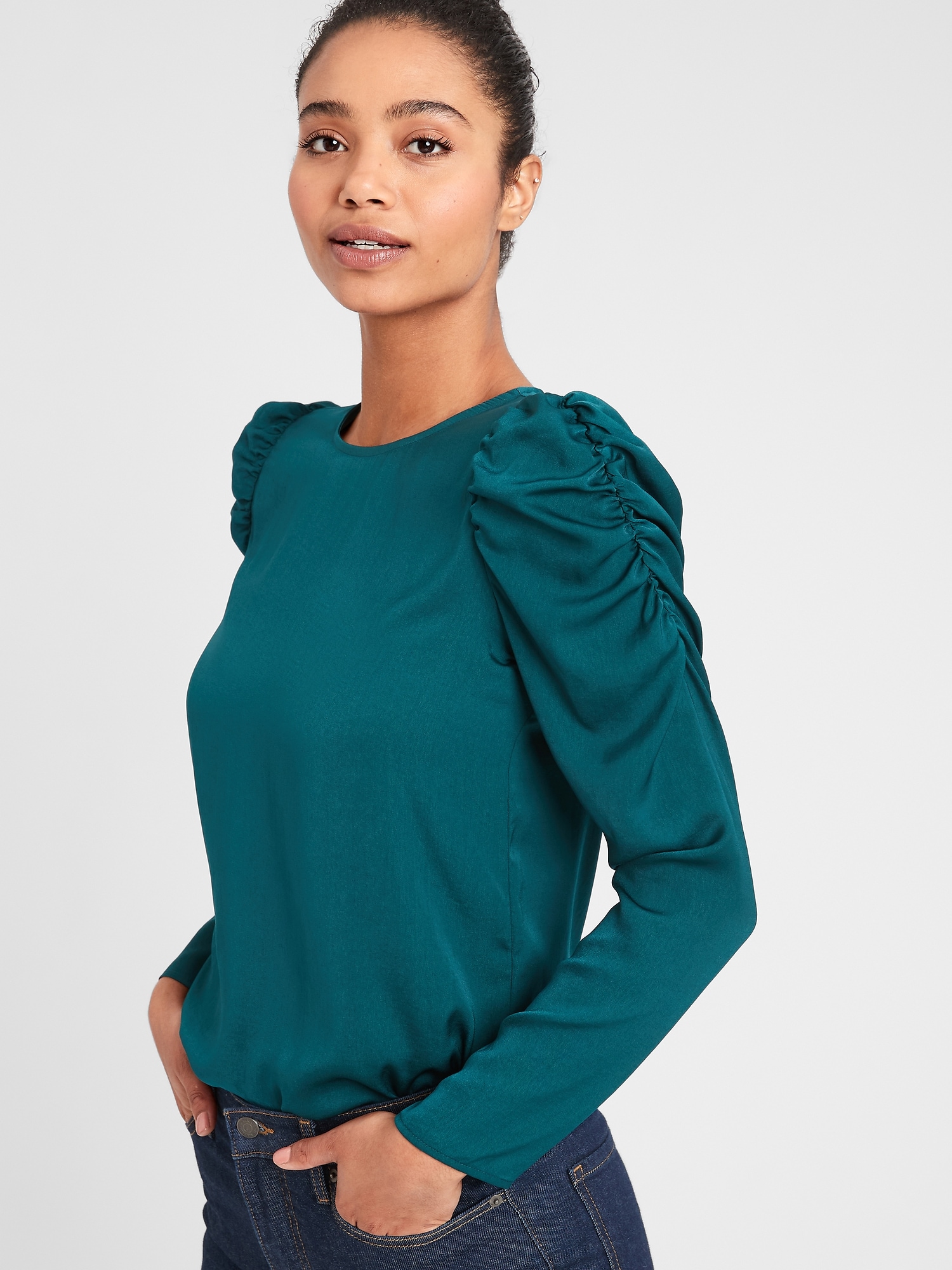 ruched shoulder top