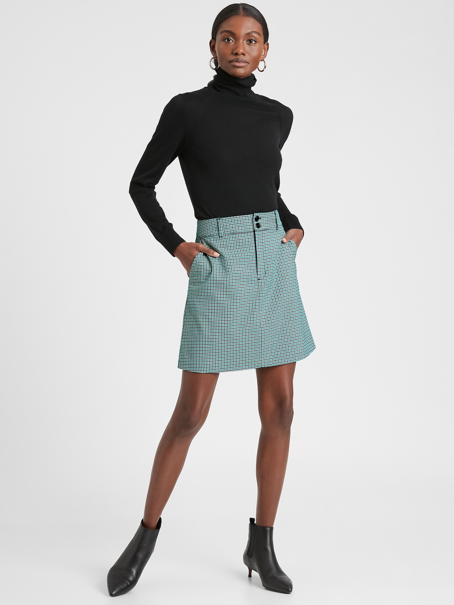 Tattersall Button A-Line Skirt