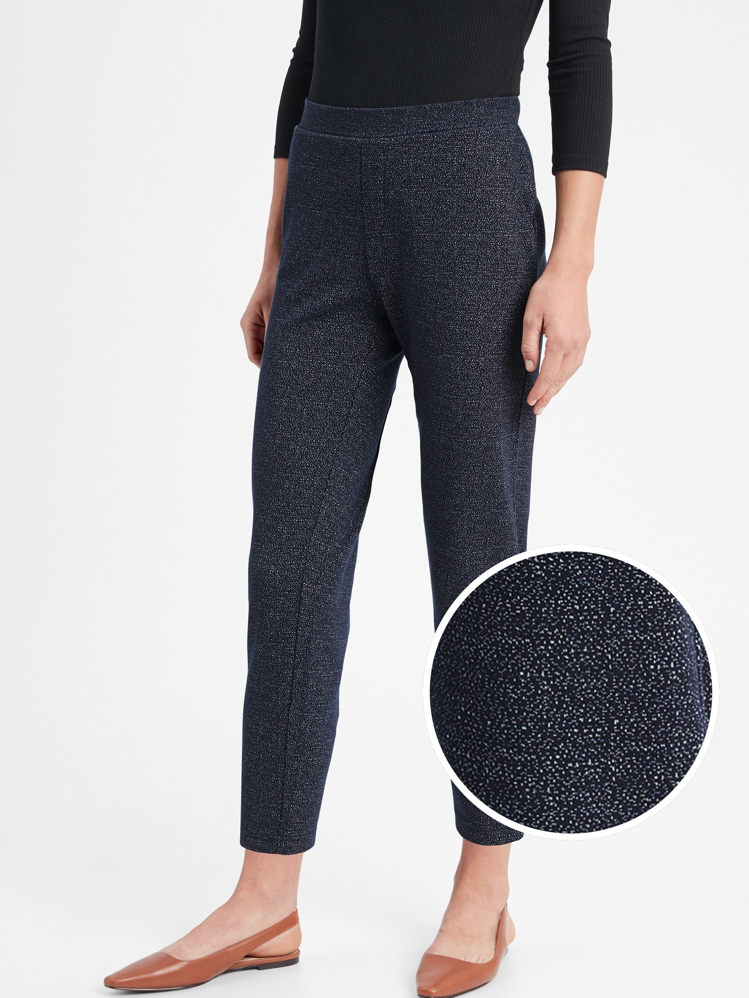 Petite Hayden Knit Speckle Pull-On Soft Ankle Pant