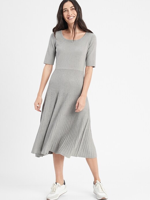 petite fit and flare sweater dress