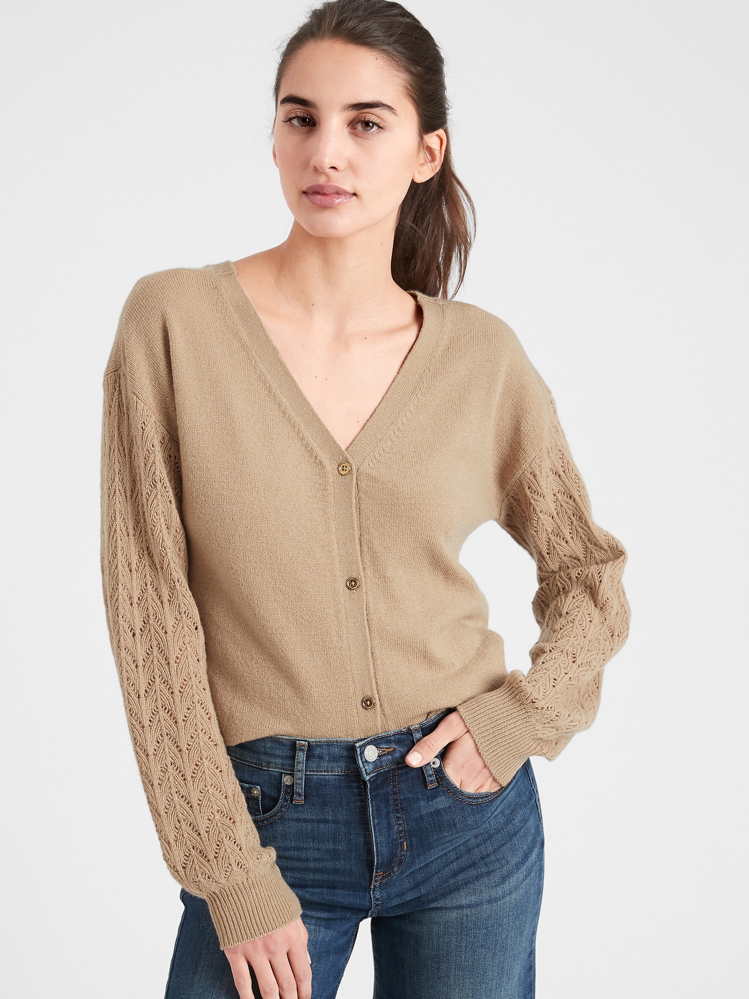 Reversible Cozy Pointelle Cardigan | Banana Republic Factory