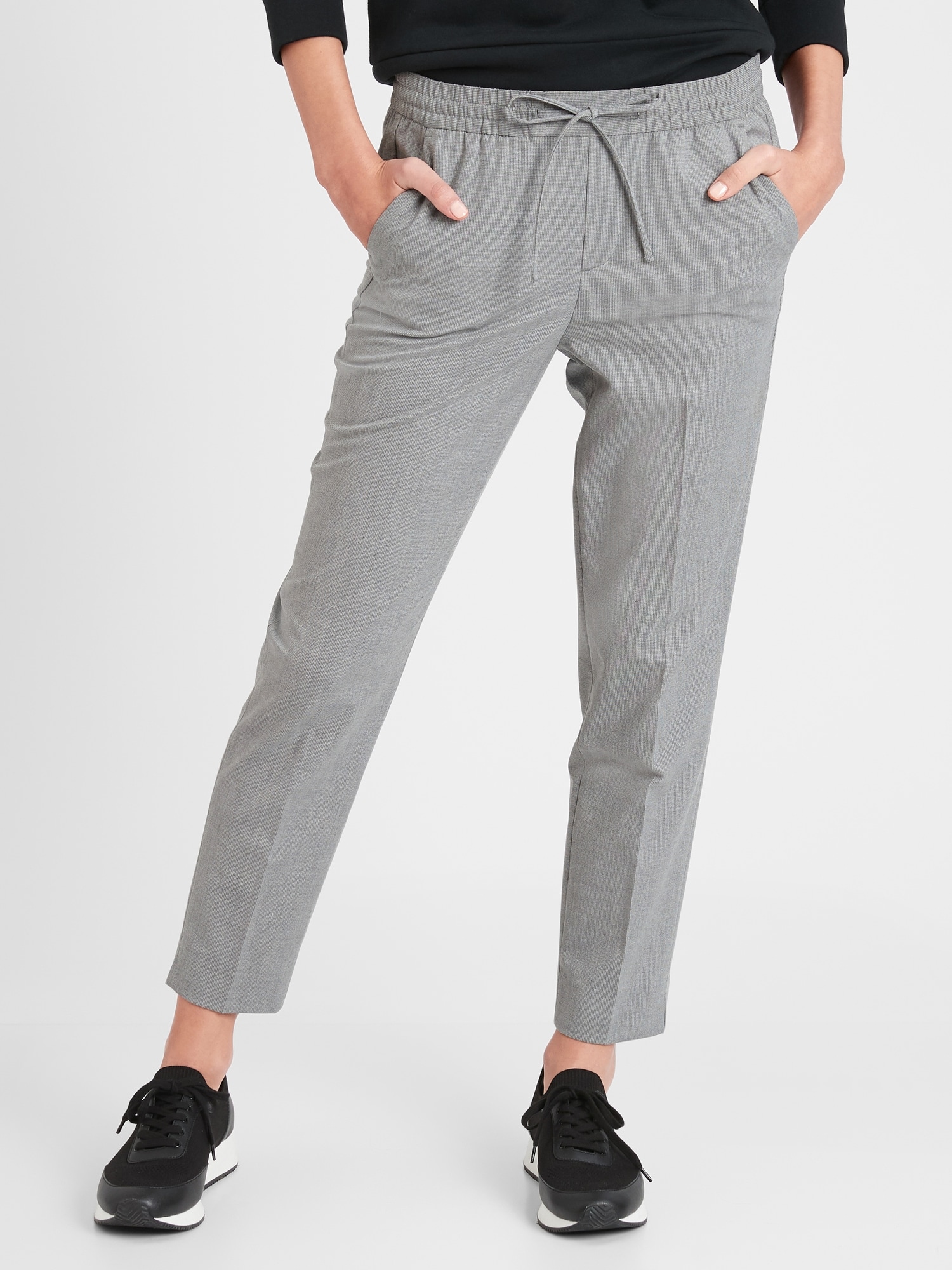 Hayden Tie-Waist Recycled Pull-On Soft Ankle Pant