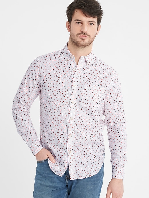 Banana Republic Men's Slim-Fit Organic Cotton Untucked Oxford Shirt