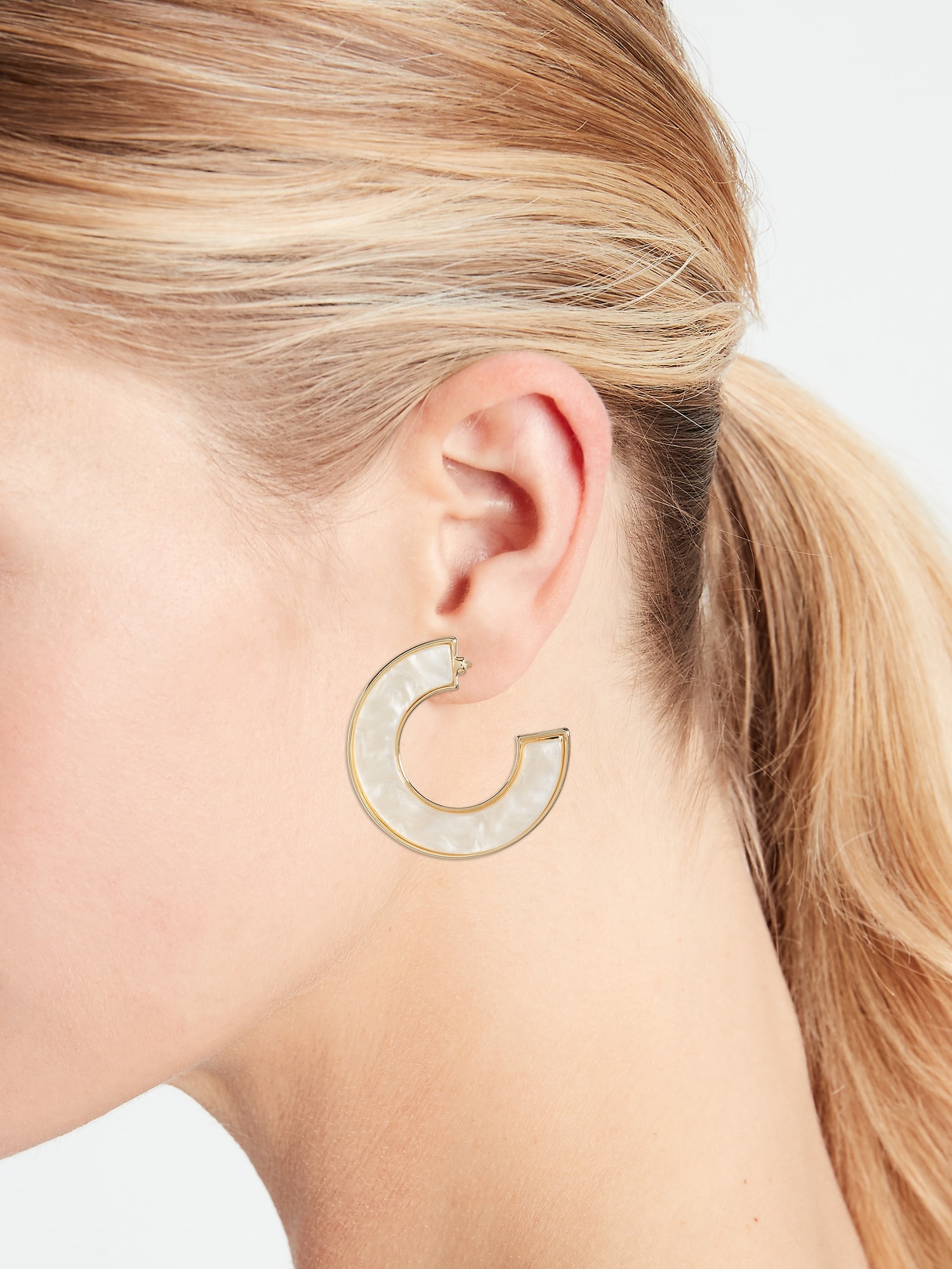 Mother-of-Pearl Hoop Earrings