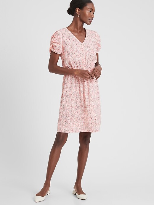 Image number 1 showing, Puff-Sleeve Fit-and-Flare Dress