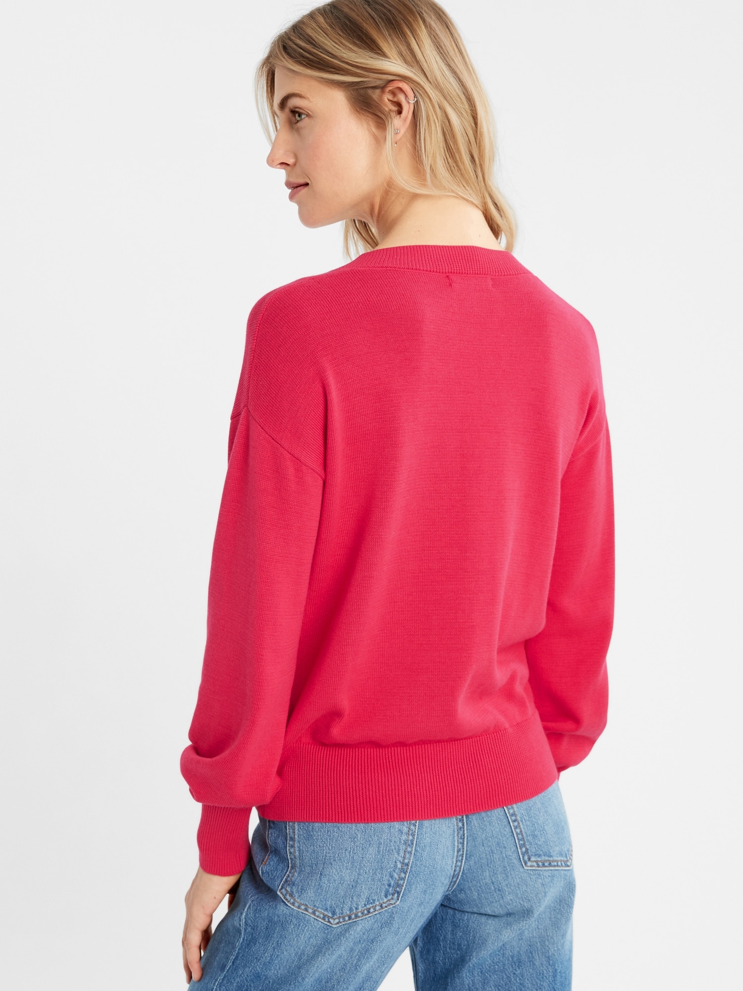 Volume-Sleeve V-Neck Sweater