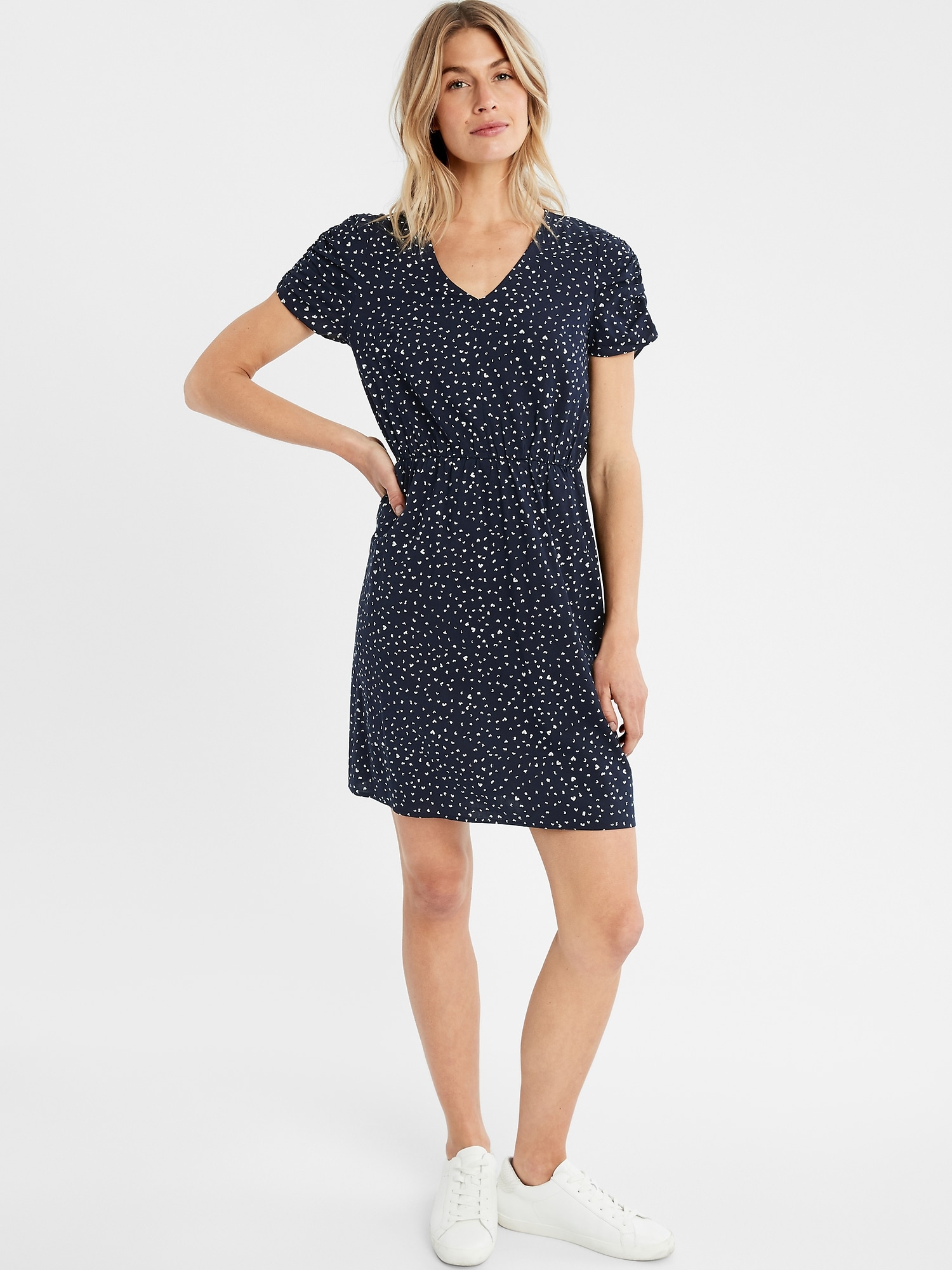 Petite Puff-Sleeve Fit-and-Flare Dress | Banana Republic Factory