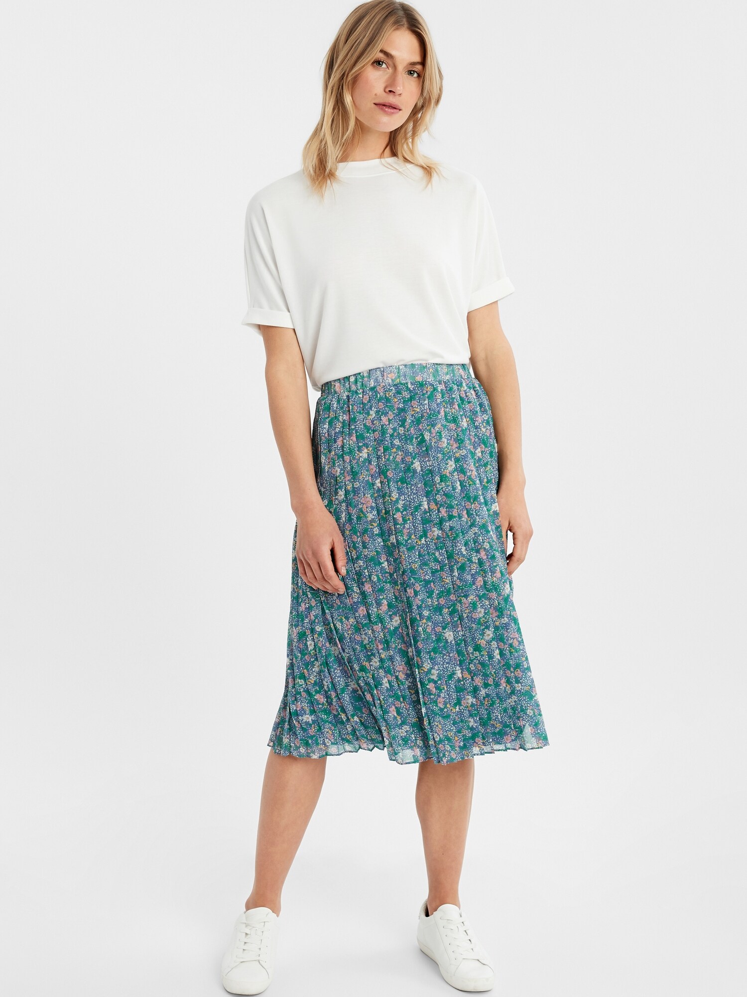 Petite pleated midi skirt clearance green