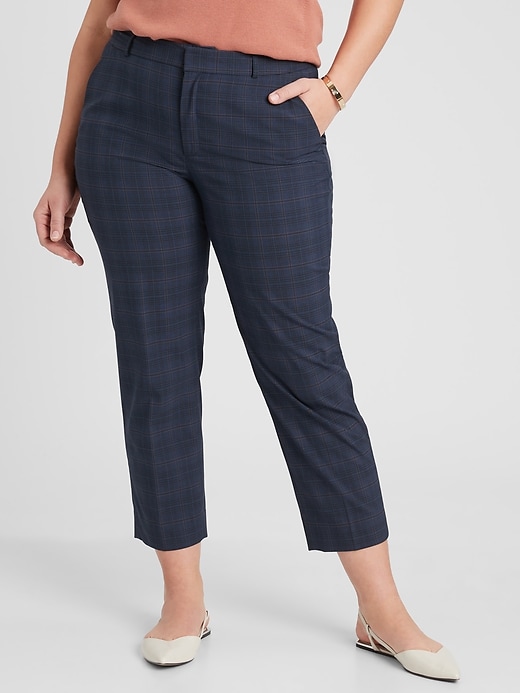 Curvy Avery Navy Plaid Tailored Ankle Pant