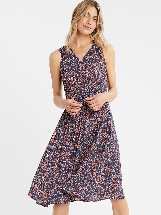 Petite Pleated Midi Dress Banana Republic Factory