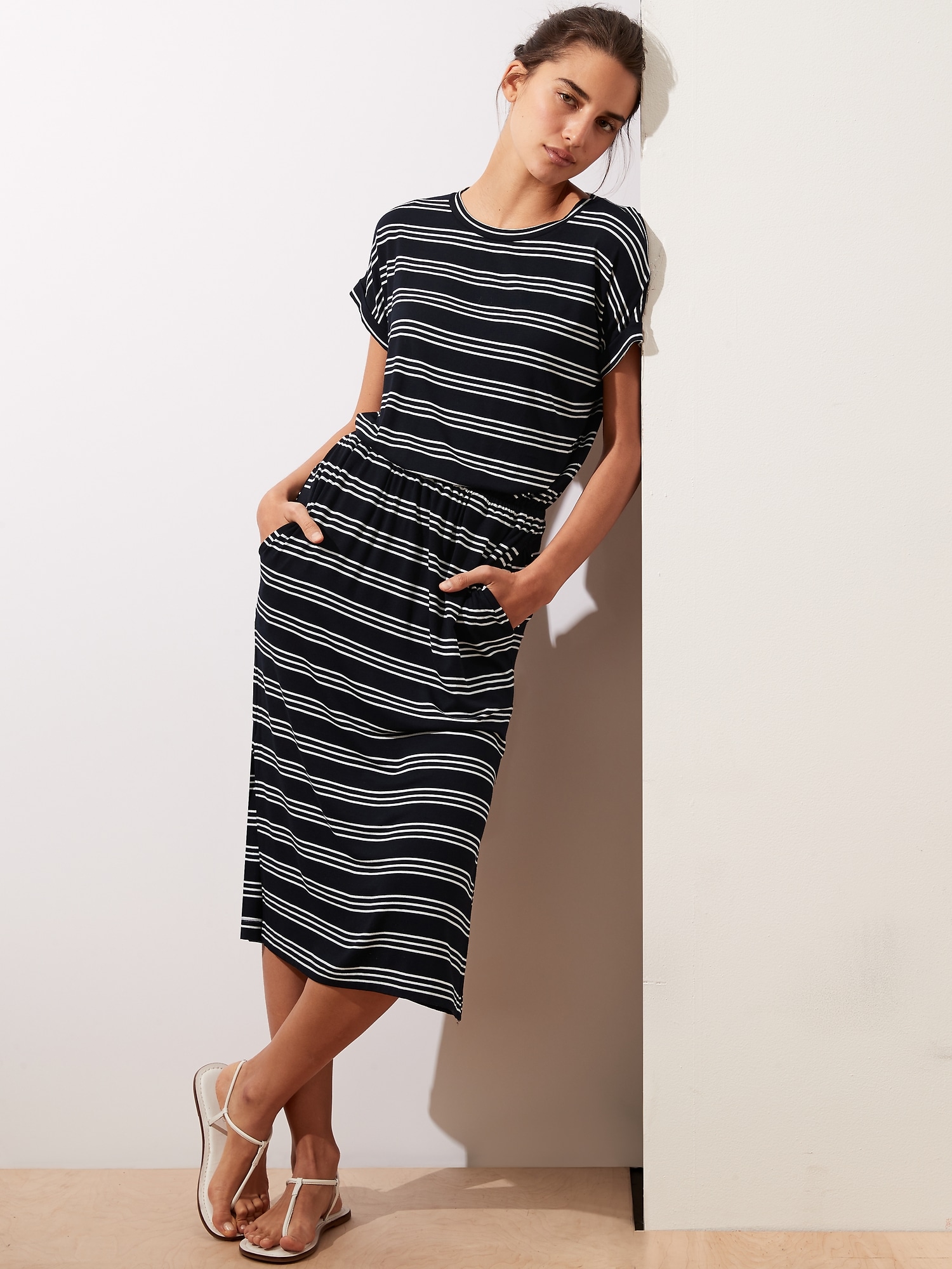 Petite Knit Midi T-Shirt Dress