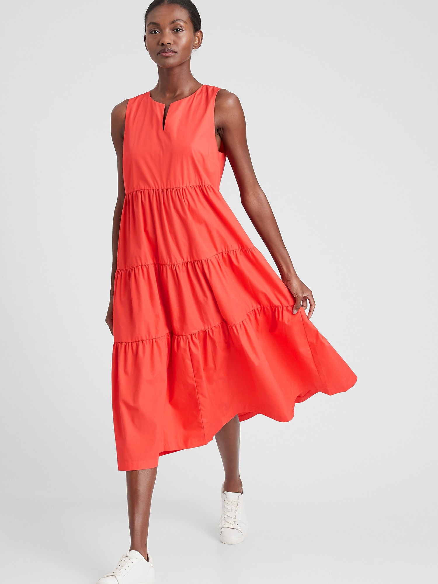 Petite Made with Organically Grown Cotton Tiered Midi Dress