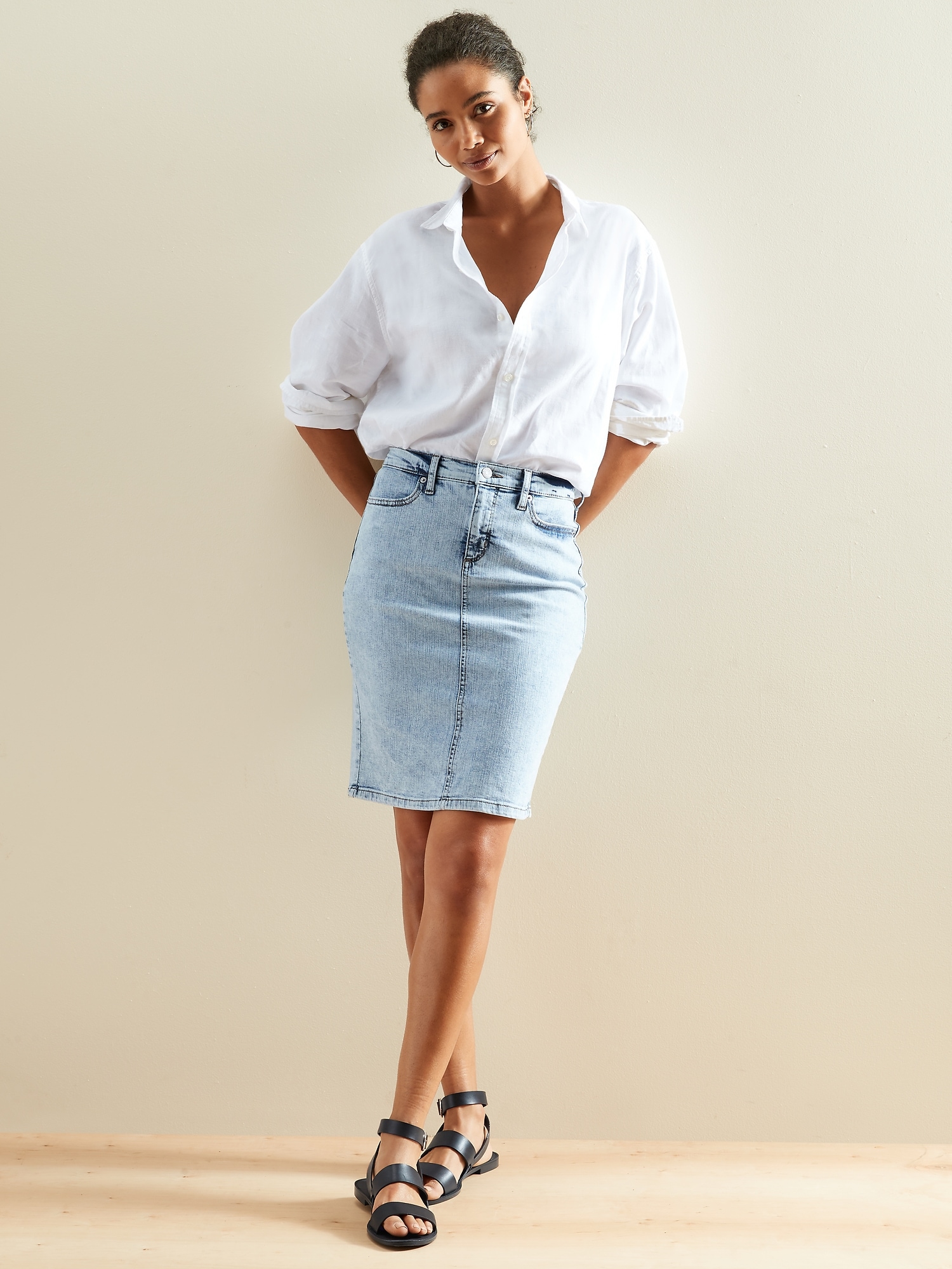 Denim pencil shop skirt banana republic