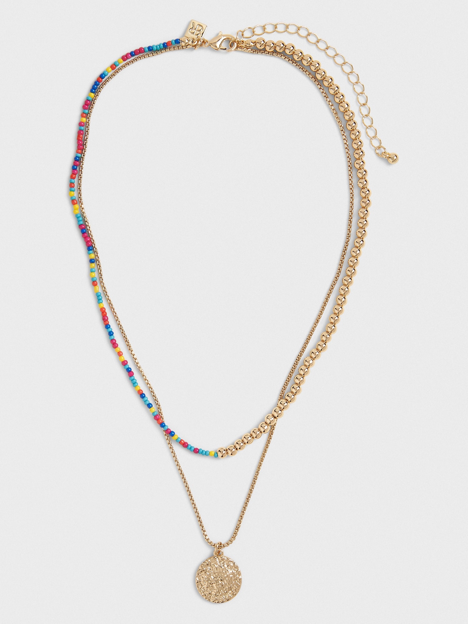 Layered Rainbow Bead Necklace