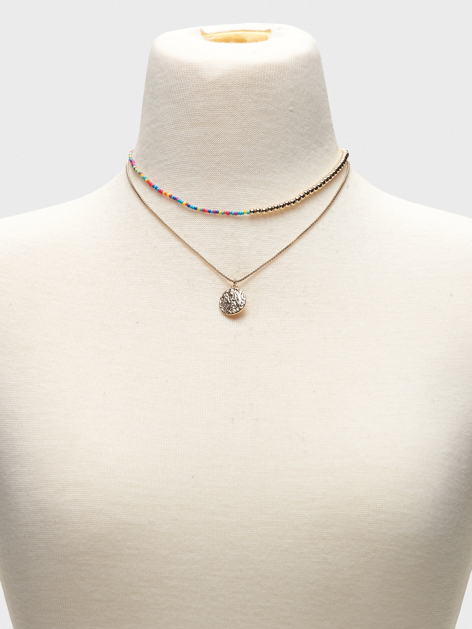 Layered Rainbow Bead Necklace