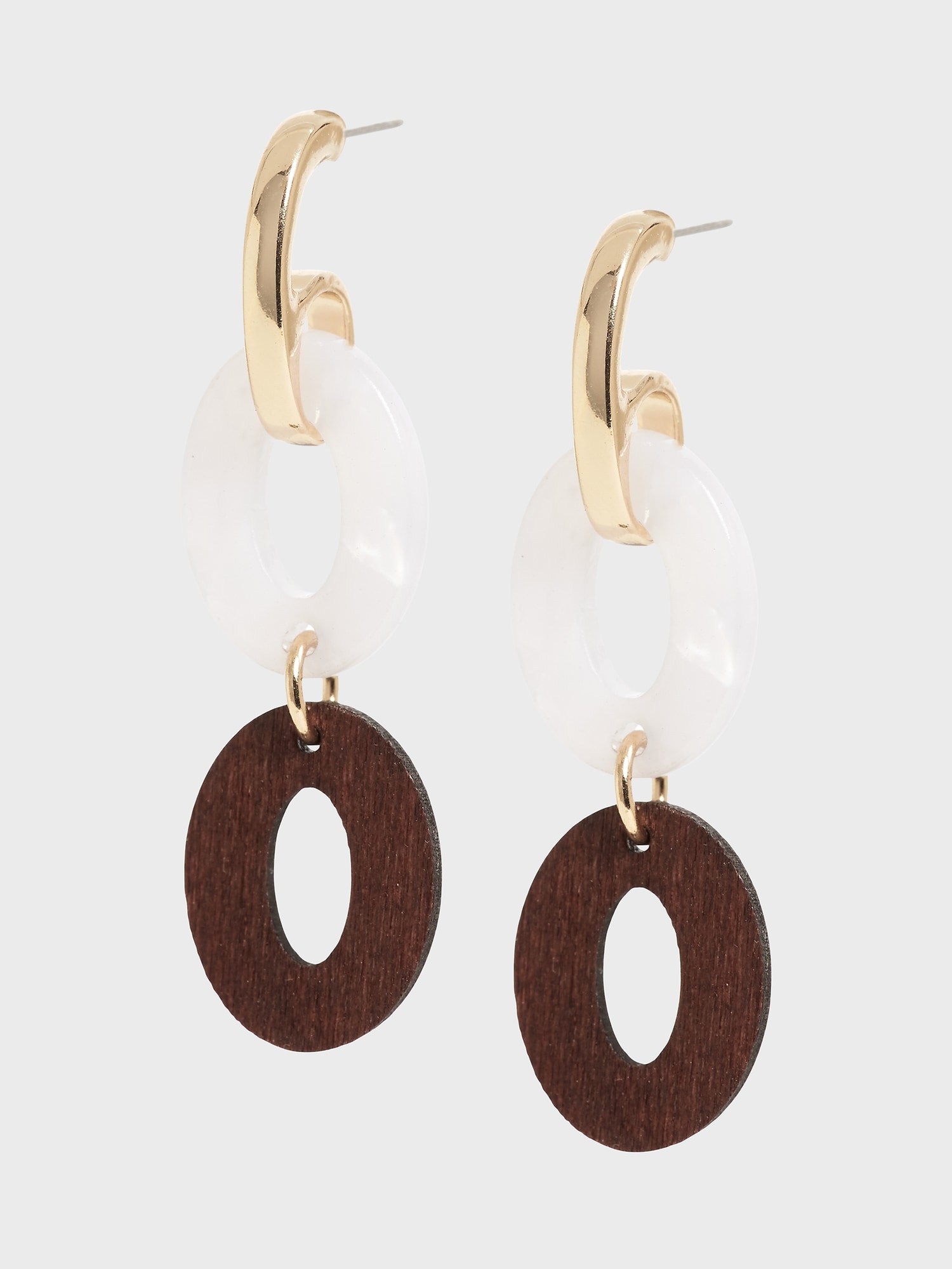 Oval Wood Resin Earrings
