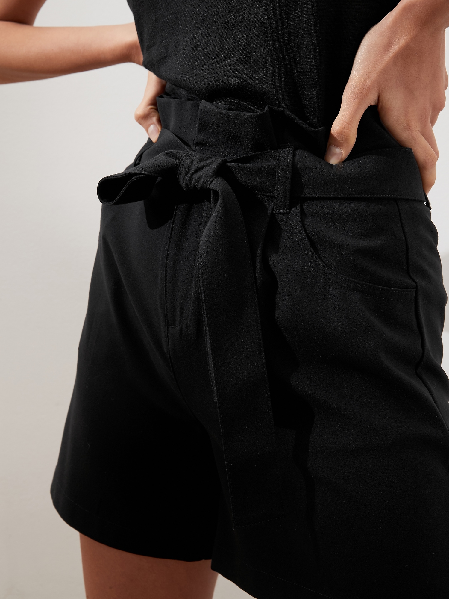 High-Rise Paperbag Pull On Short- 5 inch inseam