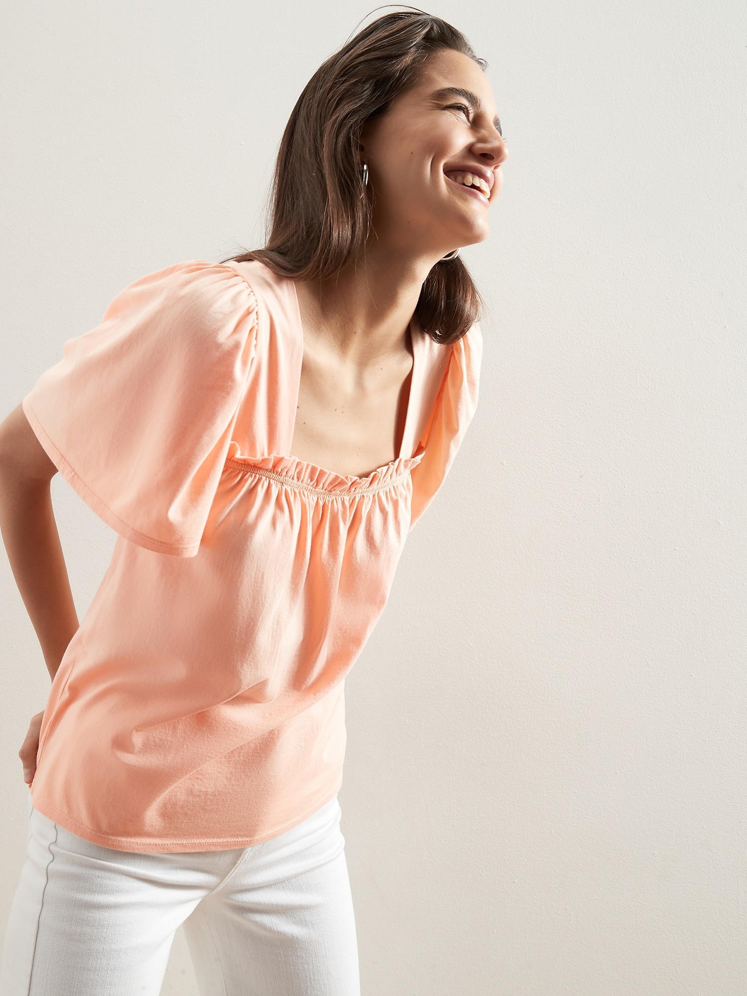 Square-Neck Ruched Top
