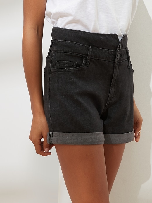 Image number 2 showing, High-Rise Pieced Pull-On Denim Short - 4 inch inseam