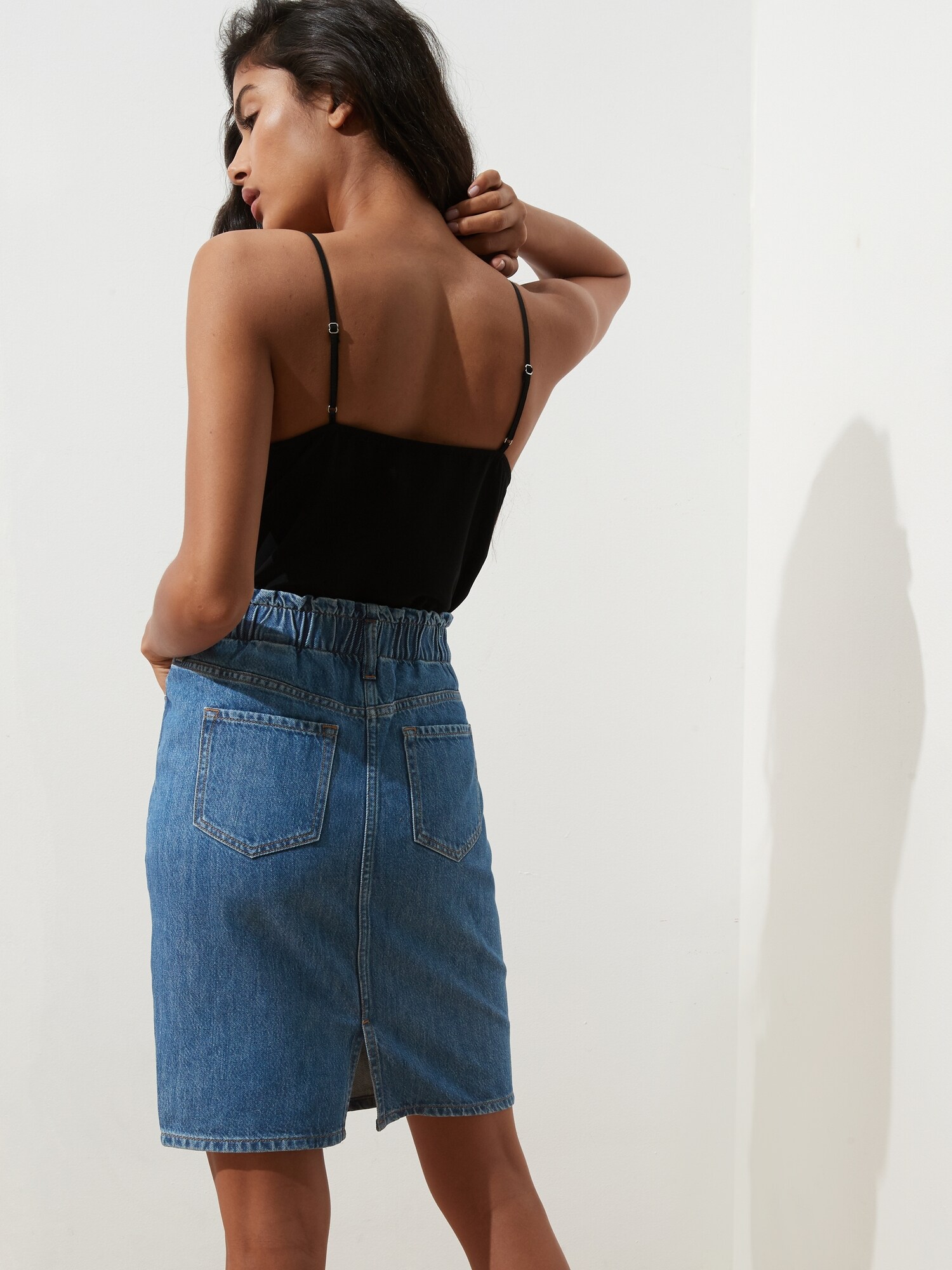 Denim Ruffle A-Line Skirt | Banana Republic Factory Denim Ruffle A-Line Skirt | Banana Republic Factory