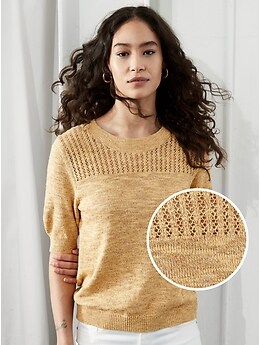 Short-Sleeve Marled Sweater | Banana Republic Factory