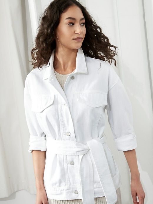 Banana republic white denim jacket best sale