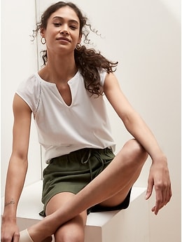 Mixed Media Notch Neck Top | Banana Republic Factory