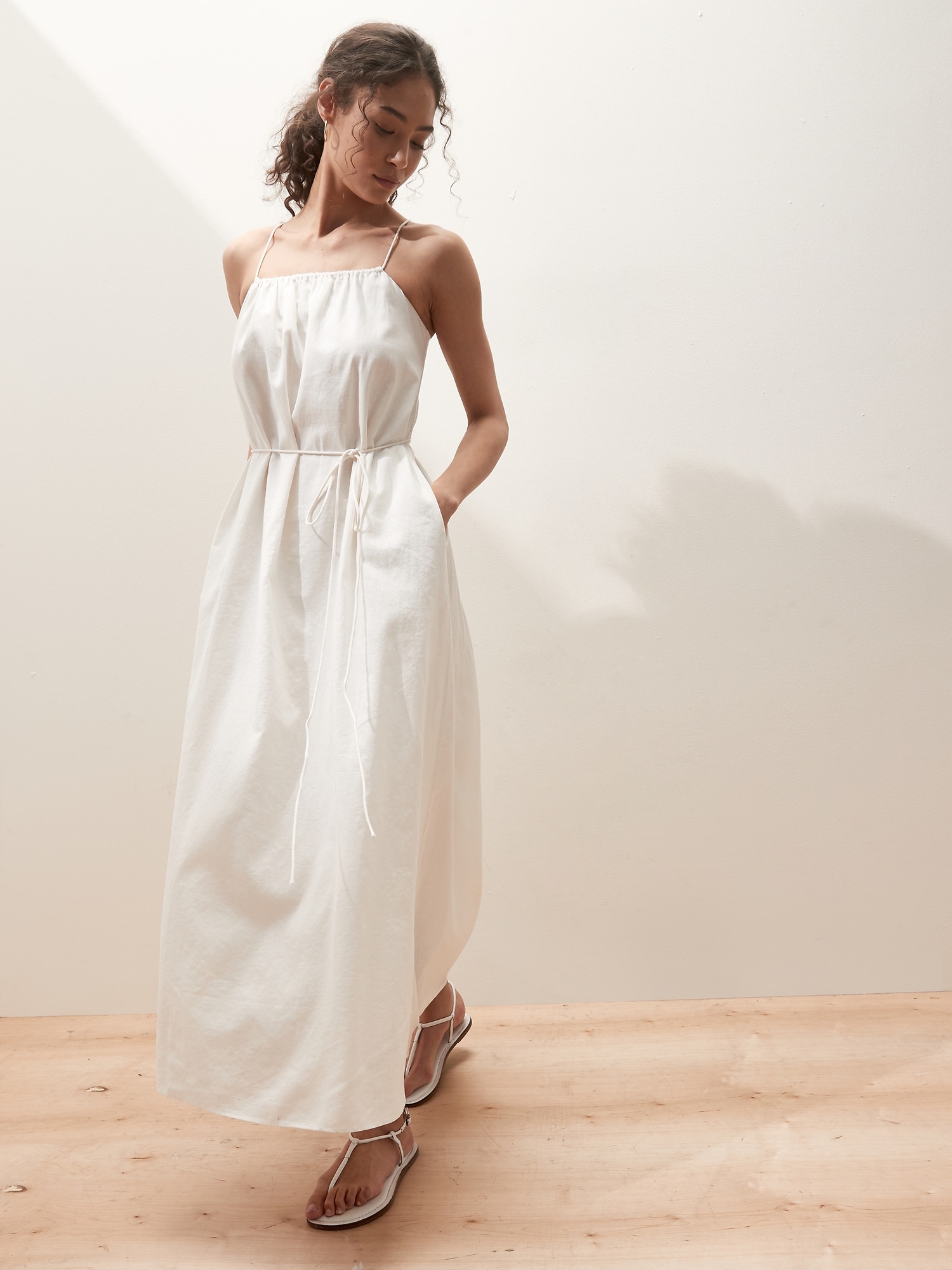 Linen-Blend Maxi Dress