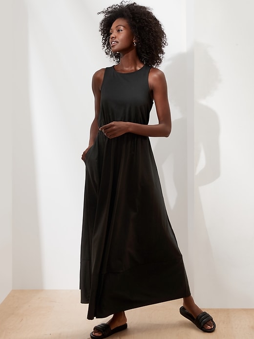 black open back maxi dress