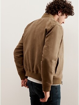 vegan suede bomber jacket