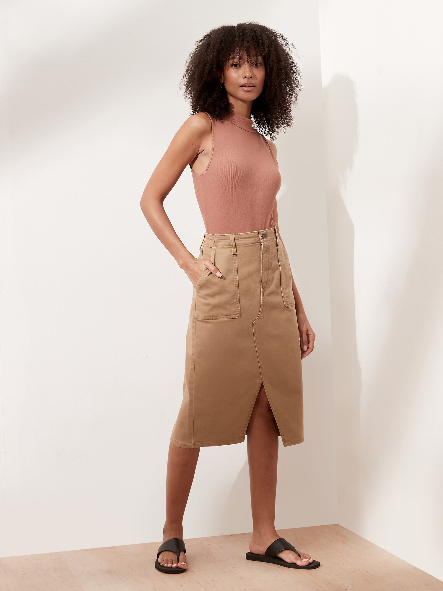 Denim Pocket A-Line Skirt
