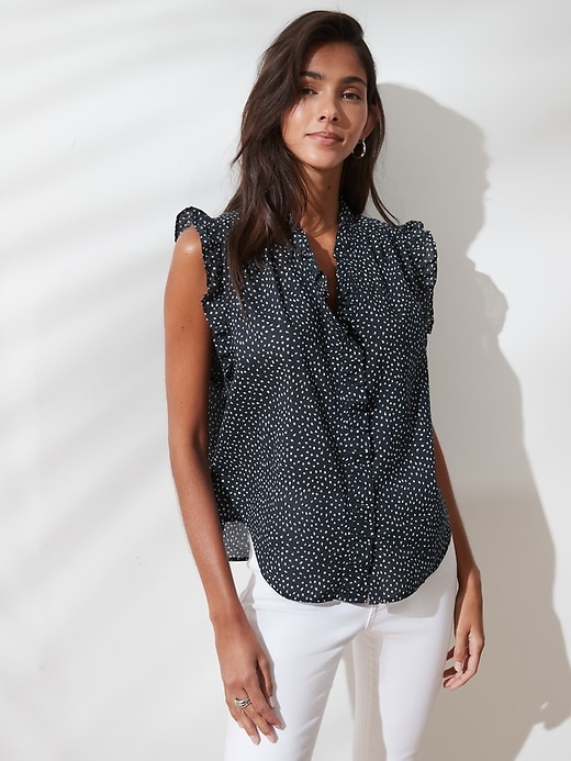 petite ruffle blouse