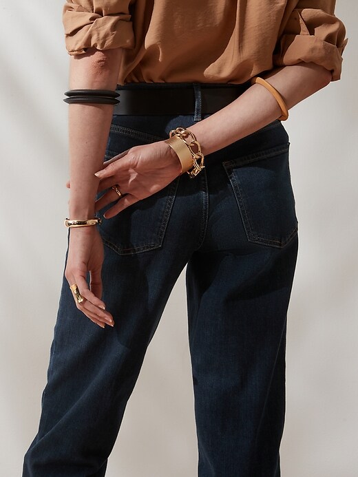 Image number 2 showing, High-Rise Dark Wash Straight Jean