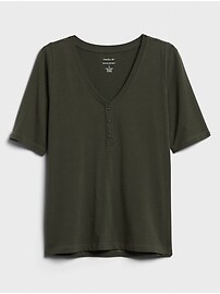 Timeless Elbow-Sleeve Henley T-Shirt