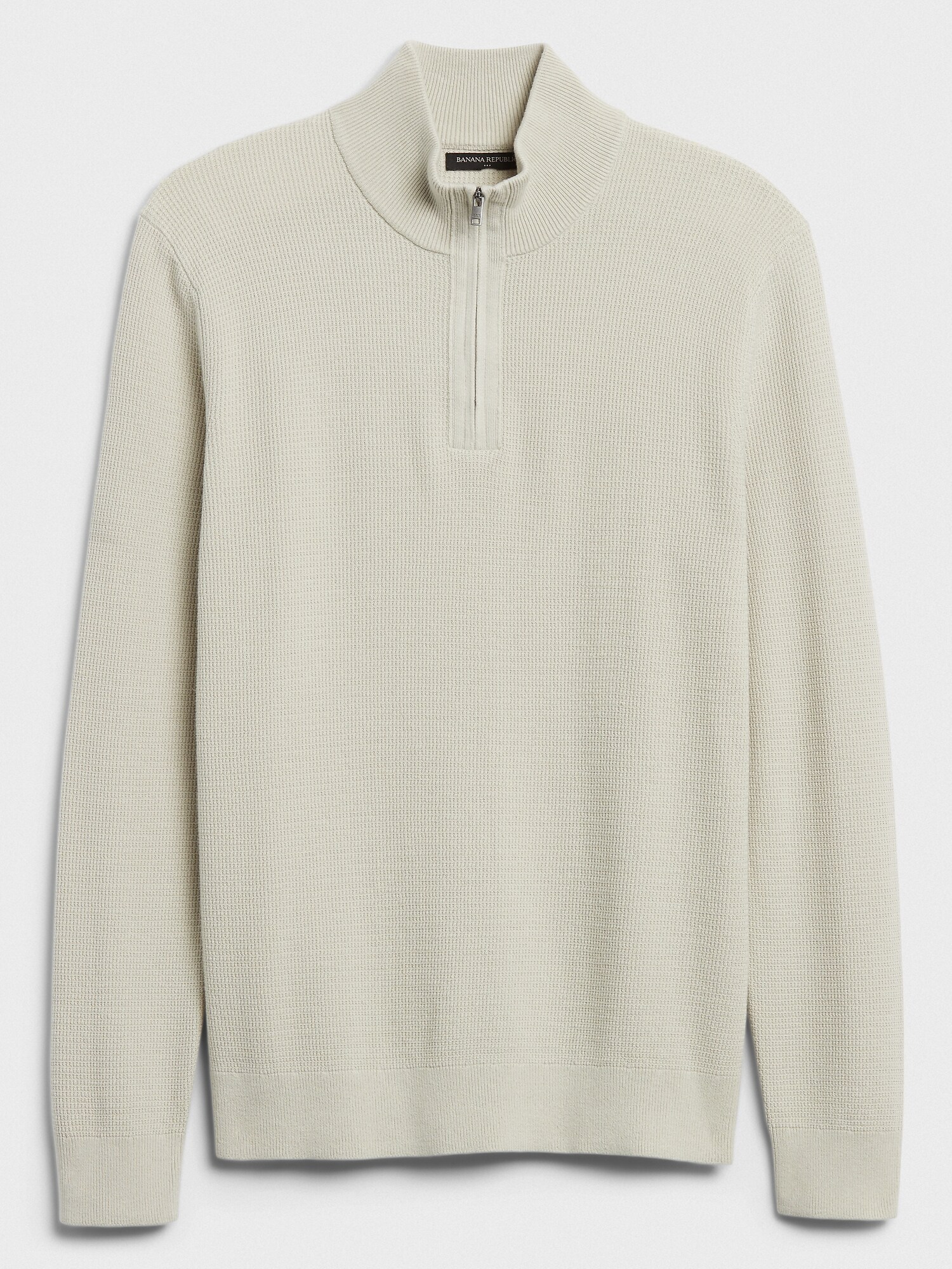 Textured Cotton Mock-Neck 1/4 Zip Sweater