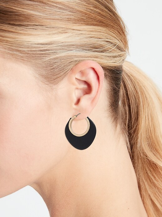 Crescent Stone Hoop Earrings